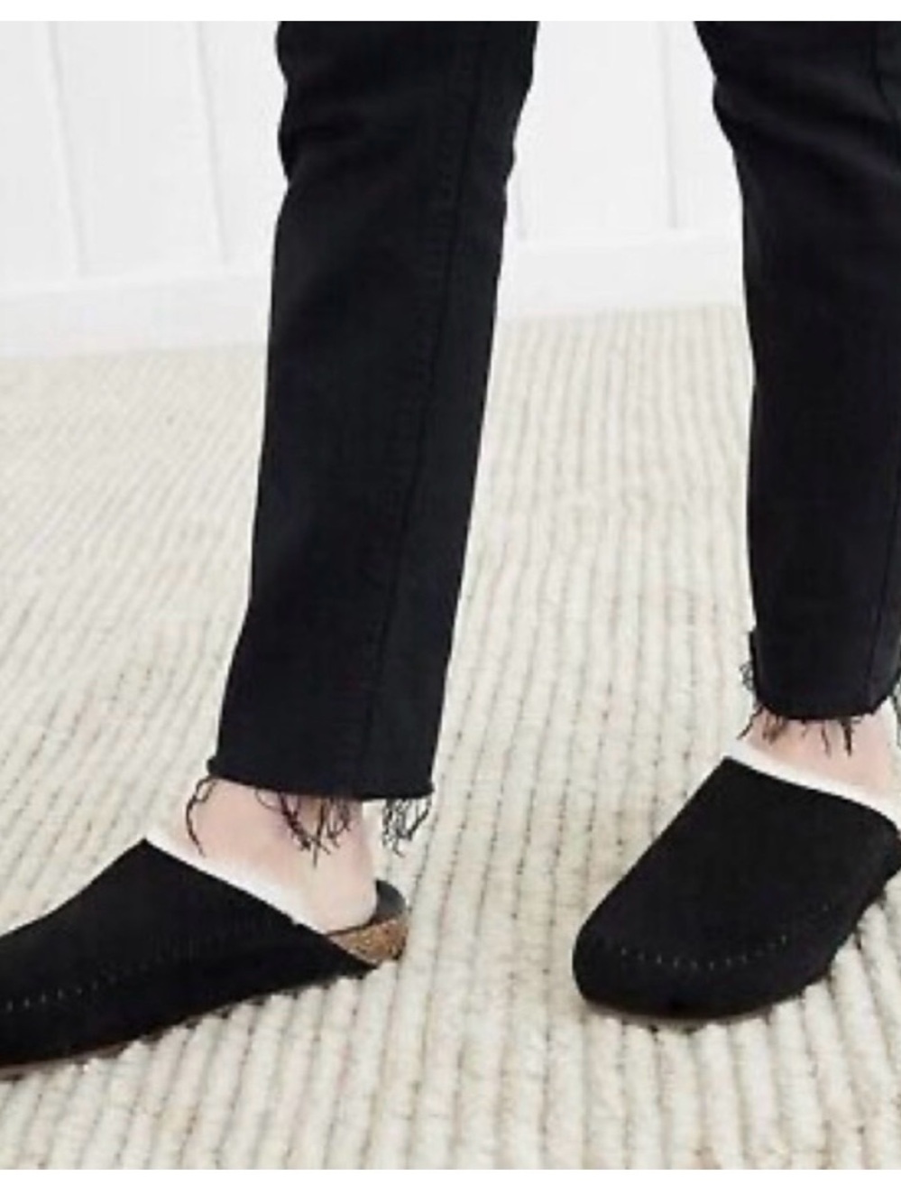 Jenni Kayne Shearling-Lined Black Suede Moc Clogs - Size EU 37 / US 7 - Picture 2 of 11